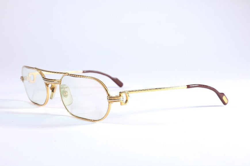 【美品】must de Cartier ゴールド サングラス Sunglasses Cartier MUST LC - S Anti-Reflective Sun Lenses